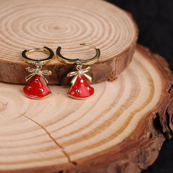 Gold Silver Small Hoop Dangle Earrings for Women, Trendy Dainty Rhinestone CZ Da - Picture 4 of 7